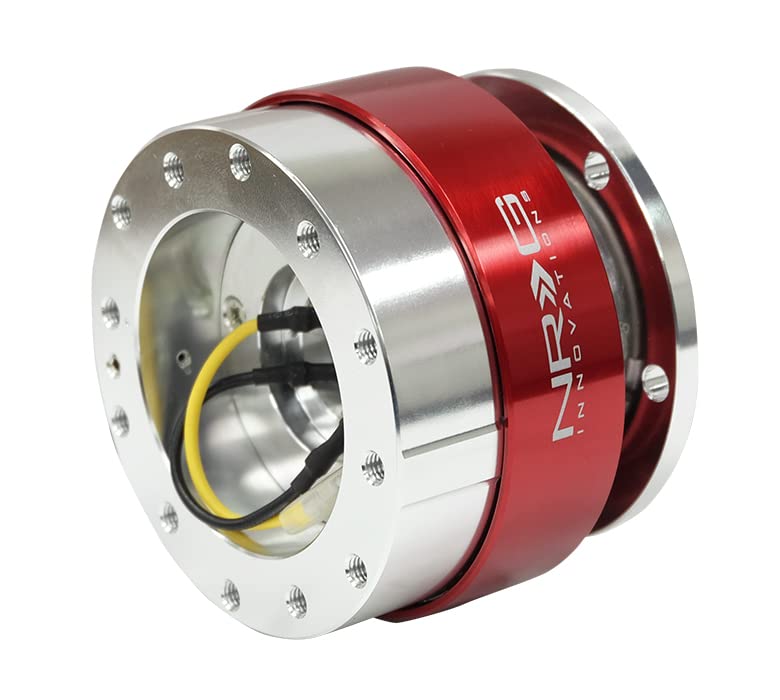 NRG Innovations 6-Holes Gen 1.5 Racing Steering Wheel Quick Release Adapter With Mounting Bolts, Red Ring, NRG-SRK-100RD
