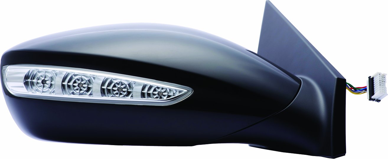 Fit System Side Mirror Passenger for Hyundai Sonata, w/Turn Signal, Black, PTM, Foldaway, Power