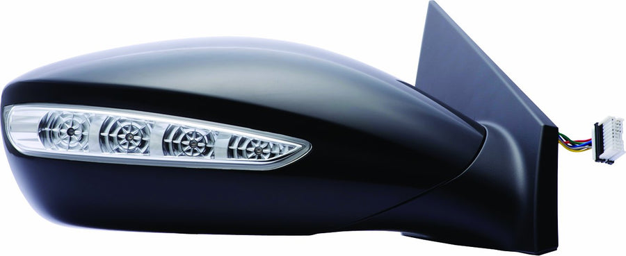 Fit System Side Mirror Passenger for Hyundai Sonata, w/Turn Signal, Black, PTM, Foldaway, Power