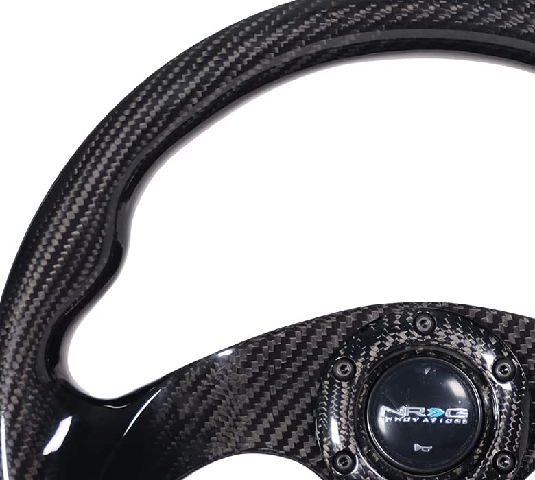 NRG Innovations Steering Wheel NRG-ST-009CF-BK - Shinny Black Carbon Fiber 320mm FLAT BOTTOM