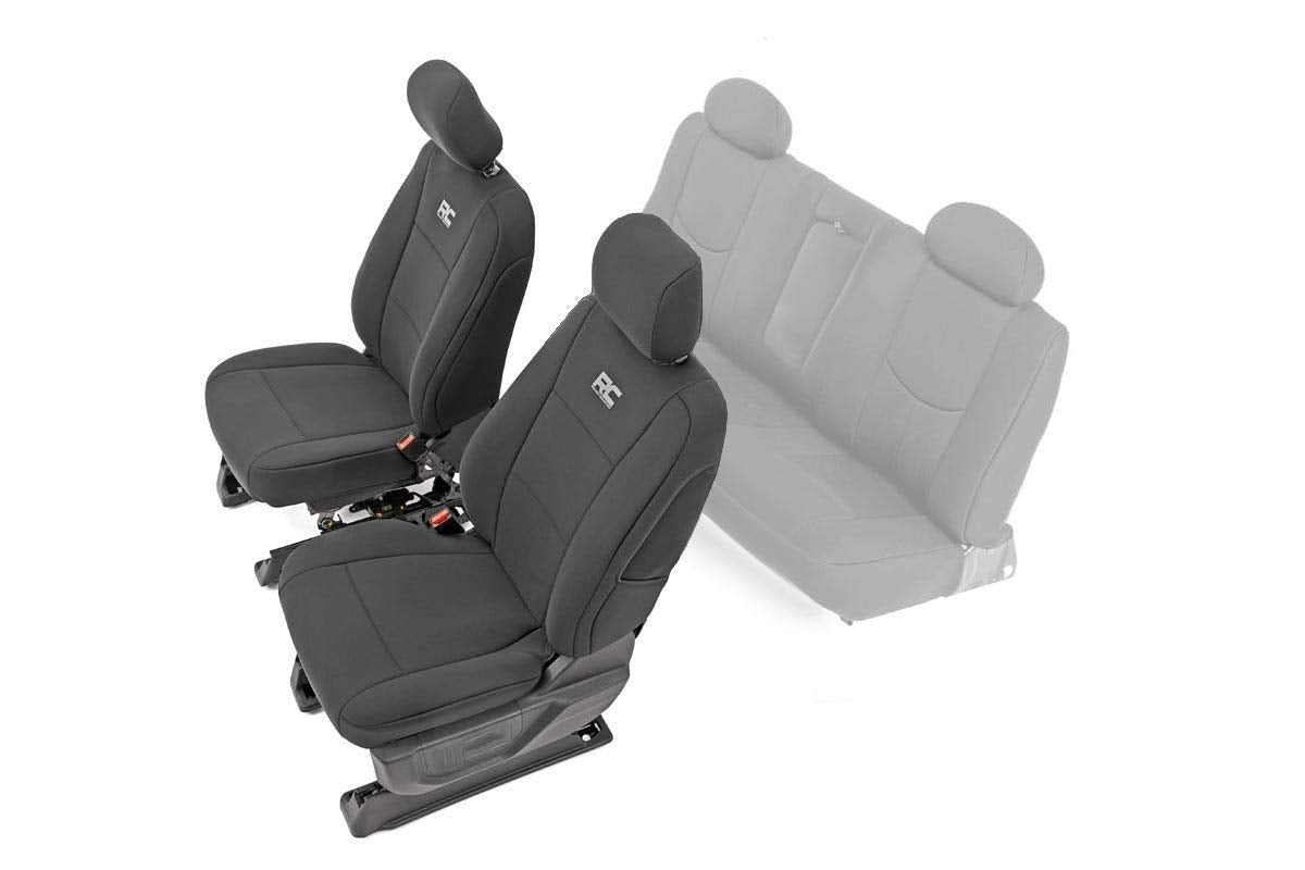 Rough Country Front Neoprene Covers for Chevy Silverado & GMC 1500 (2014-2018) - Waterproof & UV Resistant, Foam Padded, Front Seat Cover Set