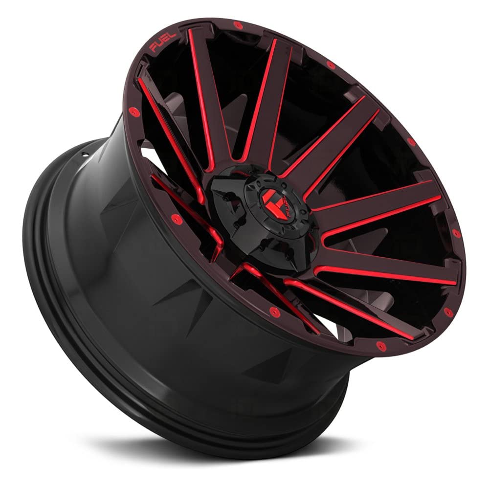 Gloss Black Fuel Contra w/Candy RED Milled Spokes | 22x12 | 5x114.3/5x127 | -44 Offset | 4.75 BackSpaceAUTHORIZED Dealer | D64322202647
