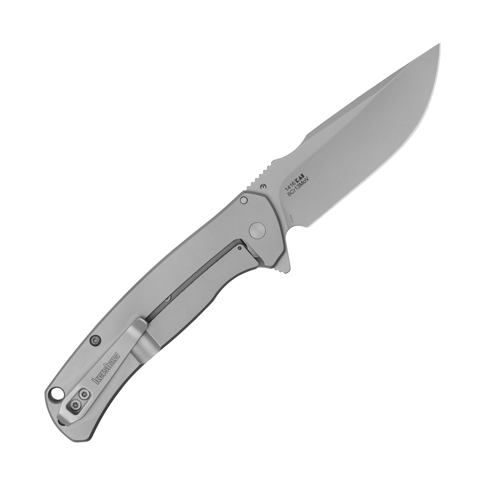 Kershaw Pocket Knife Scour, Matte Gray Design, 3.3 Inch Stainless Steel Drop Point Blade, EDC with Assisted Opening, Reversible Pocketclip, Everyday Carry Pocket Knife for Men and Women