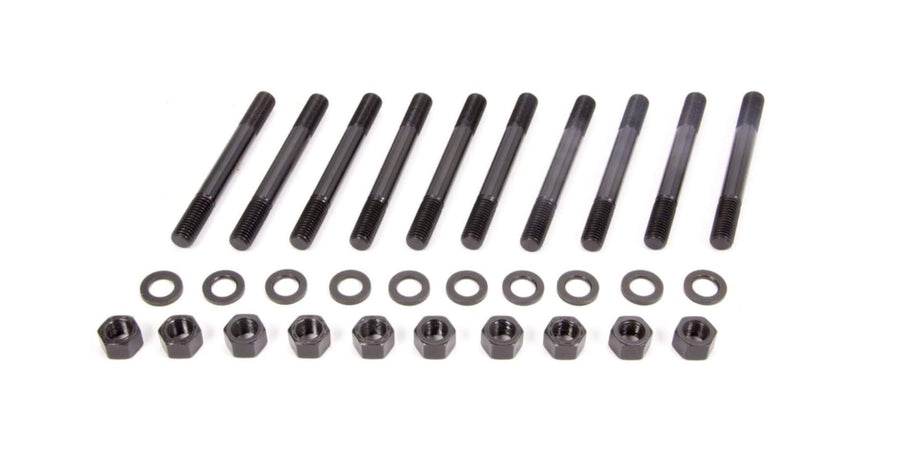 Milodon Main Stud Kit 81187, Hex Nuts, 2-Bolt Mains, Chromoly, Black Oxide, AMC V8, Kit