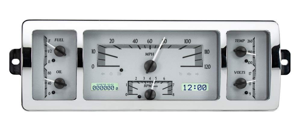 Dakota Digital VHX Analog Gauge Instrument System Compatible with 1940-46 Chevy Pickup Truck Silver Alloy White Backlighting