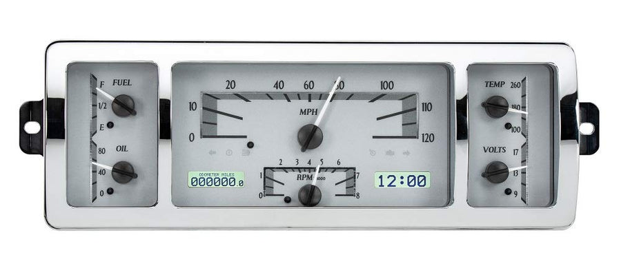 Dakota Digital VHX Analog Gauge Instrument System Compatible with 1940-46 Chevy Pickup Truck Silver Alloy White Backlighting