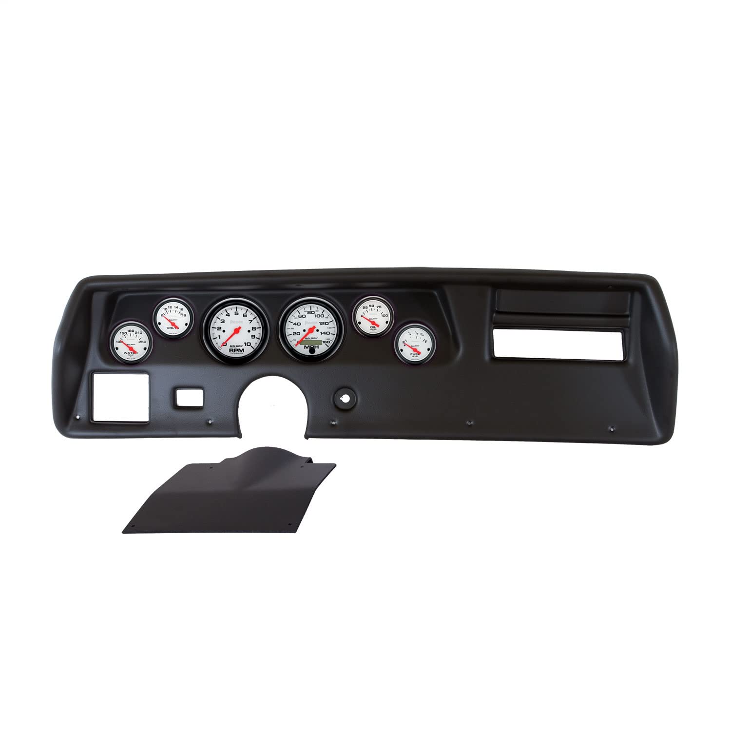 AUTO METER Direct Fit Dash Kit 2135-09, Chevelless/Elcamino/Monte 70-72, RPM/Mph/Fuel/Oilp/Wtmp/Bat, Phantom
