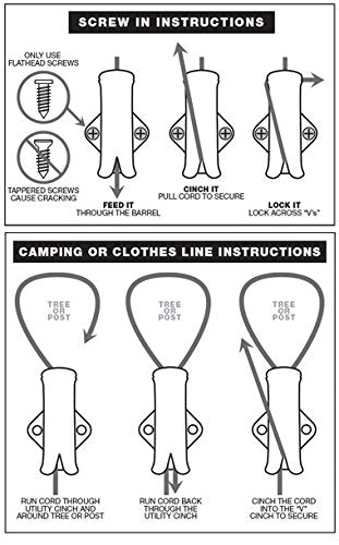 All-Purpose Rope Cinch SlotLock, Multipurpose Rope Locking Device for Clotheslines, Cargo Management and More, 5-Pack