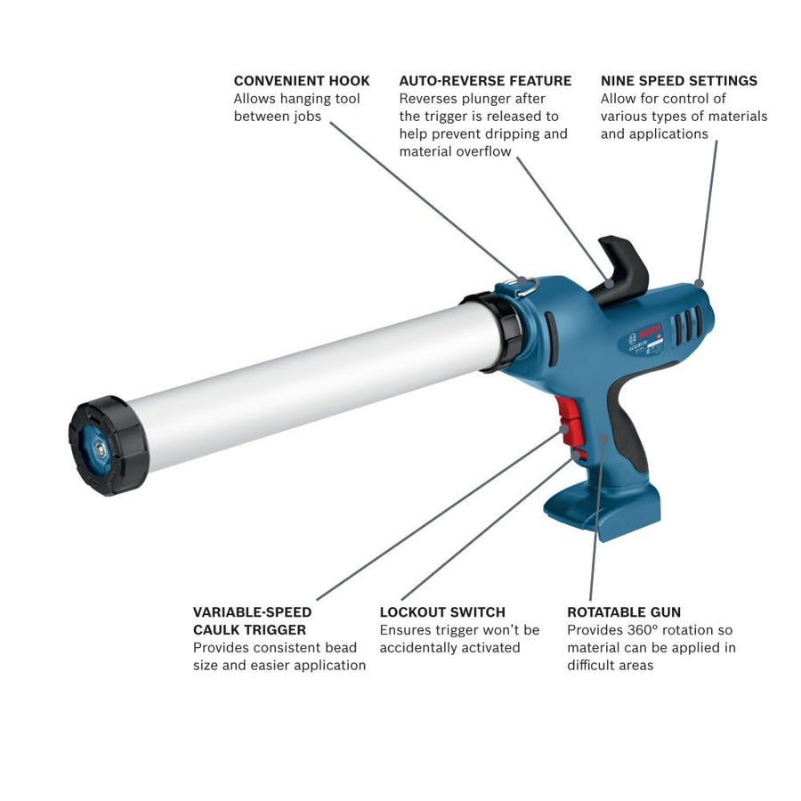 18V Bosch GCG18V-20N 20 Oz. Caulk and Adhesive Gun (Bare Tool)
