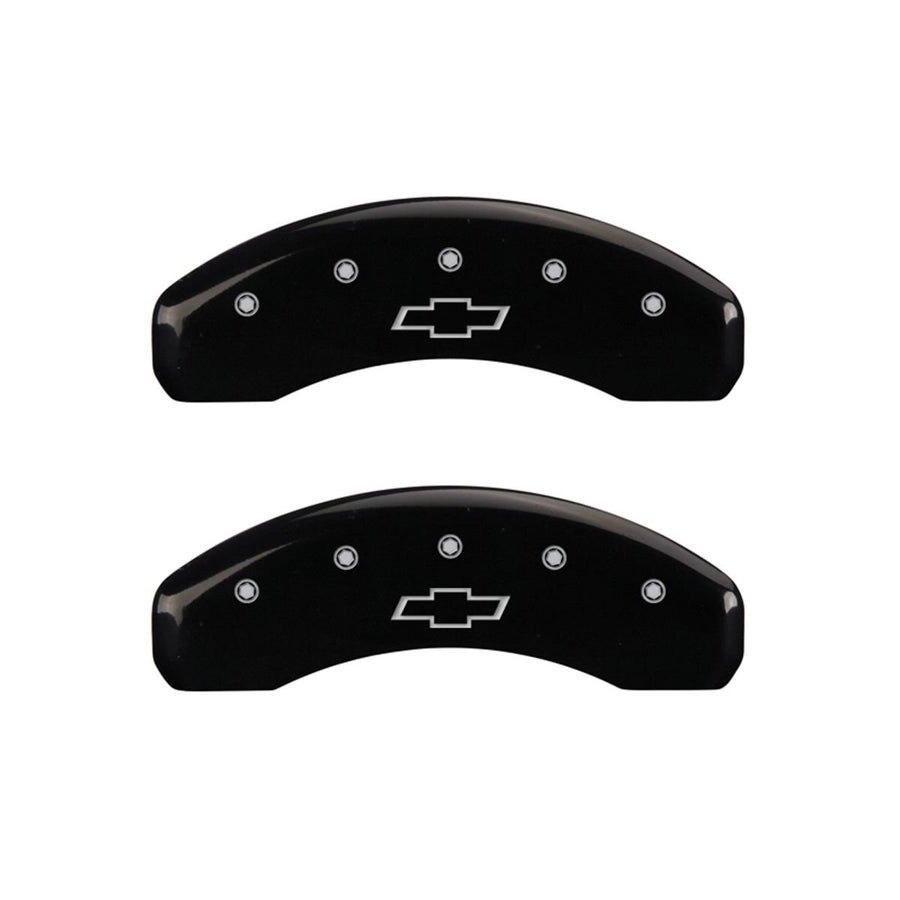 SET OF 4 CALIPER COVERS, BOWTIE, FRONT AND REAR: BLACK, SILVER CHARACTERS