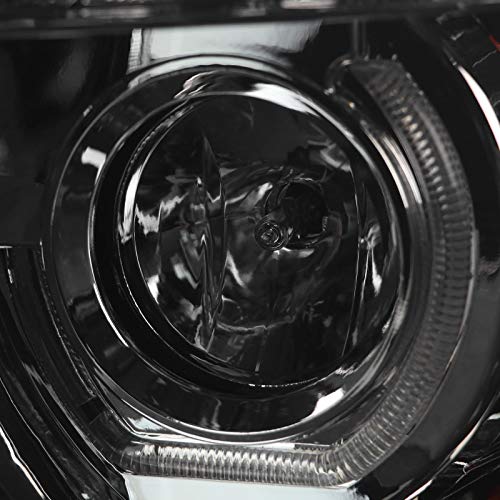 Smoke Halo Projector Headlights SPEC-D TUNING w/LED Compatible with 2007-2013 Chevy Silverado 1500, 2007-2014 Chevy Silverado 2500HD/3500HD, Left + Right Pair Headlamps Assembly