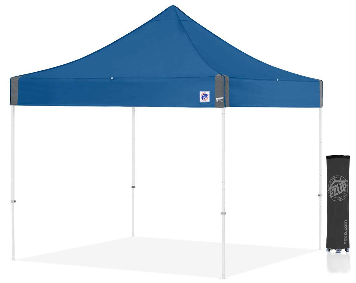 E-Z UP Instant Shelter Eclipse Canopy, 10' x 10', White Steel Frame and Professional Grade Royal Blue Top