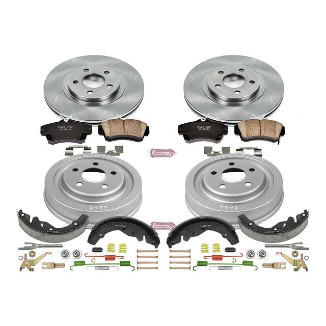 Power Stop Autospecialty KOE15208DK Front and Rear Replacement Brake Kit-OE Brake Drums & Ceramic Brake Pads For Chrysler PT Cruiser 2001-2003 [Model Specific]