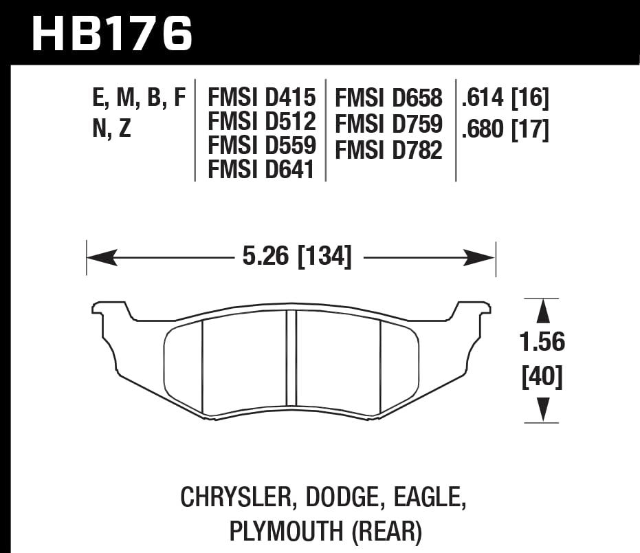 Hawk Performance HPS Performance Street Brake Pads HB176F.614