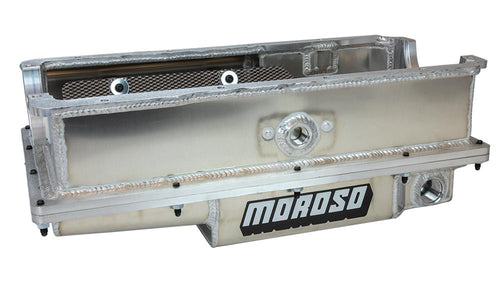 Moroso 20398 Aluminum Wet Sump Oil Pan 2 Piece, Fits SBF 351W w/Energy Block, Single Stage 16AN Pick Up