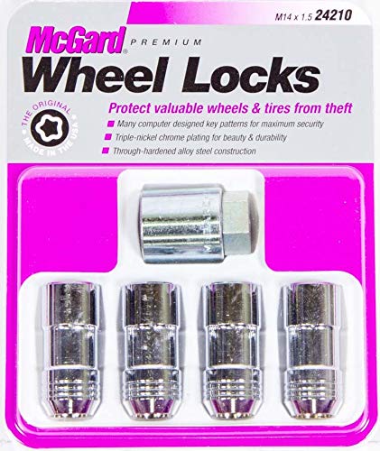 Chrome Cone Seat McGard 24210 Wheel Locks (M14 x 1.5 Thread Size) - Set of 4