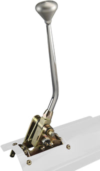 10" Polished Lokar Floor Mount Shifter with Piston Shaped Knob for 350 Transmission
