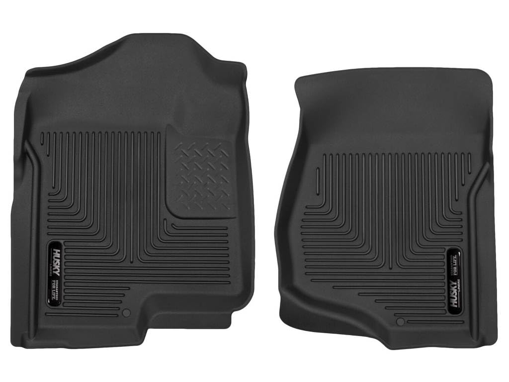 Husky Liners Floor Mats Weatherbeater | Fits Various 2007-2014 Cadillac Escalade & ESV, GMC Yukon, Chevrolet Suburban 1500, Tahoe, Silverado/Sierra (See Description) | Front Row, 2-pc Black - 18201