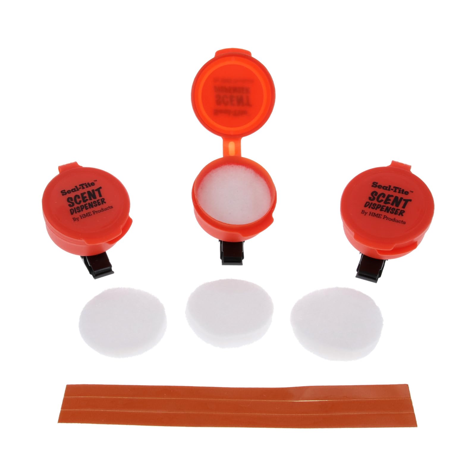 Seal-Tite HME Scent Dispenser (Pack of 3) | Durable Compact Easy-to-Use Airtight Resealable Containers with Clips, Replaceable Felts & Reflective Strips