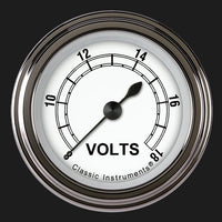 2 1/8" CW130SLF Classic White Voltage Gauge
