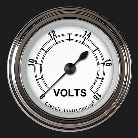 2 1/8" CW130SLF Classic White Voltage Gauge
