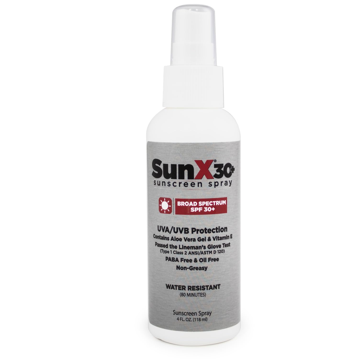 Sun X CoreTex 30+ SPF Sunscreen Spray Lotion - 4oz Pump Bottle of Paraben, Oxybenzone, Octinoxate, & Oil Free Sunscreen - No White Cast and Water Resistant Up to 80 Minutes