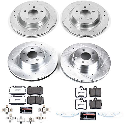 Power Stop K6211-26 Z26 Carbon Fiber Brake Pads Front and Rear with Drilled & Slotted Brake Rotors Kit For Mercedes-Benz CL500 1999-2003 [Model Specific]