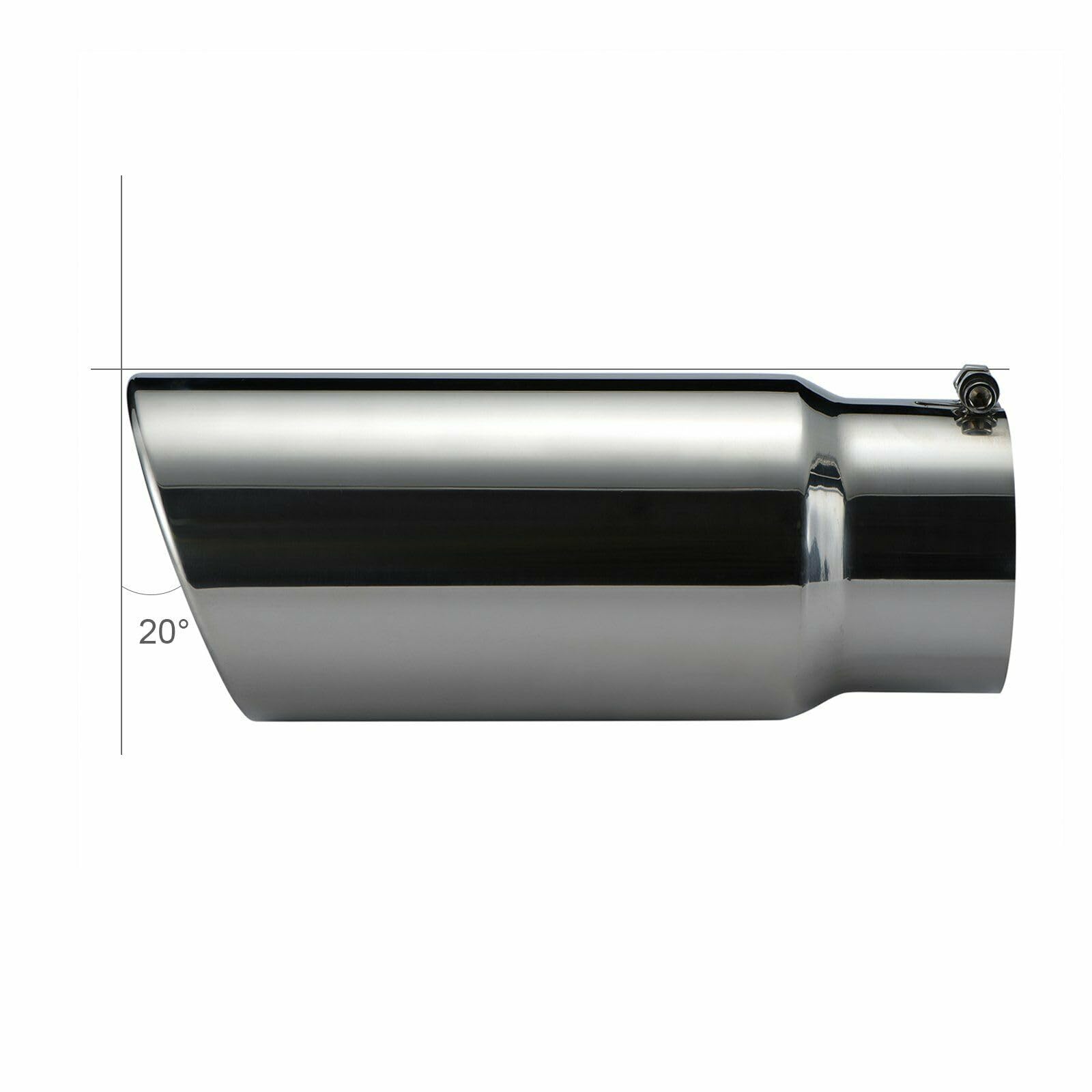 Exhaust Muffler Tip Black Horse, 5" inlet, 6" outlet and 15" Length Single Wall Stainless Steel Compatible with All Cars, Trucks and SUVs-MT-SC05-SS