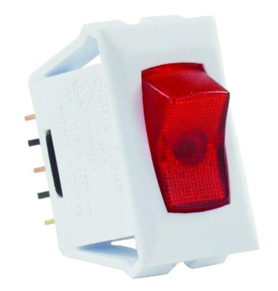 JR Products Red/White 12505 SPST Illuminated On/Off Switch
