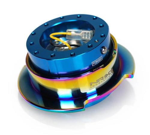 NRG Innovations Gen 2.5 NRG-SRK-250BL-MC Race Steering Wheel Quick Release Kit Adapter Blue Body/Neo Chrome Ring, 6x70 and 6x74mm Bolt Patterns