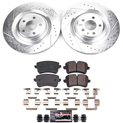 Rear Power Stop K5998 Z23 Carbon Fiber Brake Pads with Drilled & Slotted Brake Rotors Kit