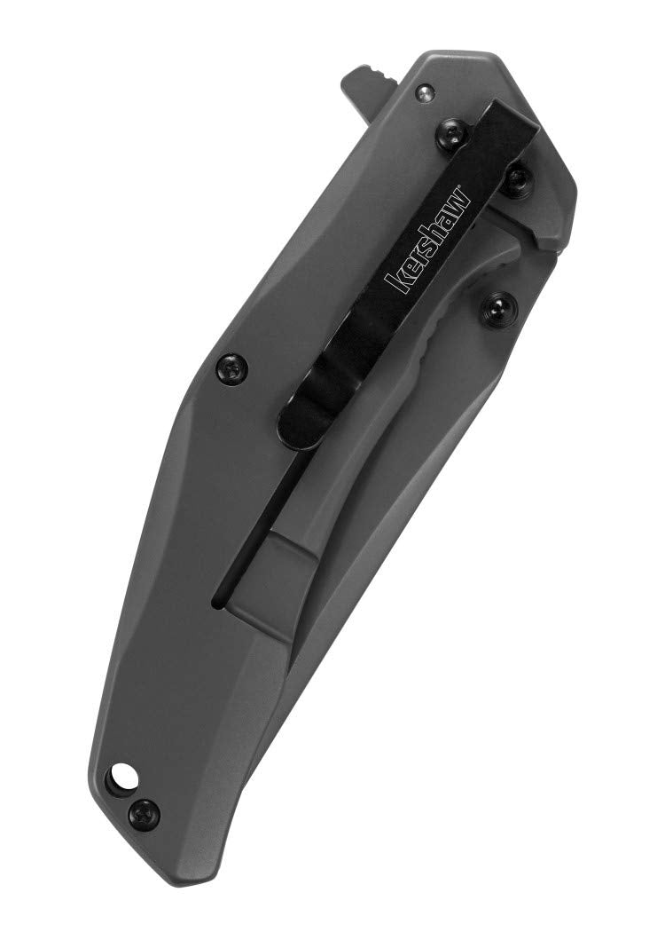 Duojet Kershaw Pocket Knife (8300); 3.25 In. 8Cr13MoV Blade and Steel Handle with Gray Titanium Carbo-Nitride Coating; Carbon Fiber Insert, SpeedSafe Assisted Open; Single-Position Pocketclip; 4.9 oz.