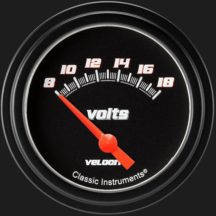 Velocity Black ClaShort Sweepic Instruments VS230BBLF 2 5/8" Volt Gauge Short Sweep