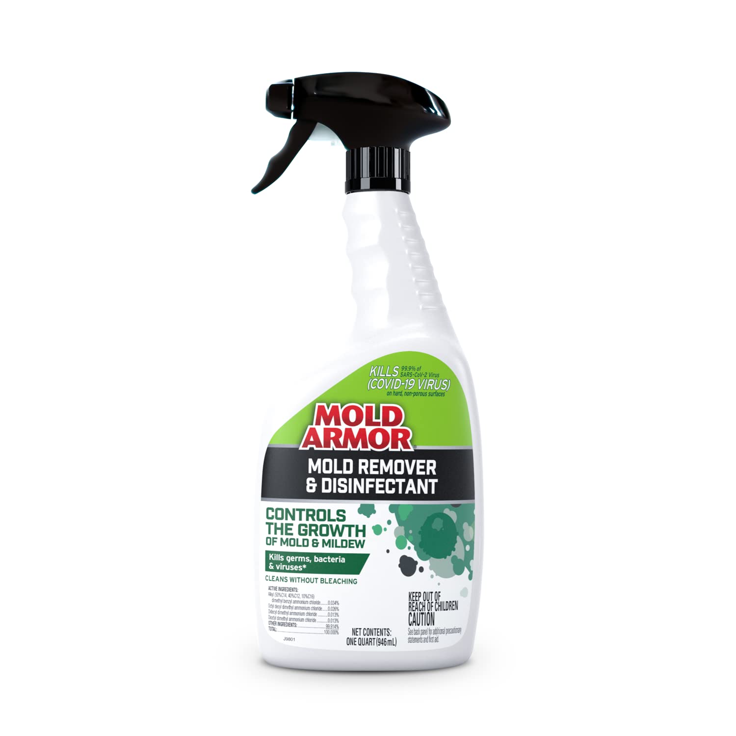 Mold Remover & Disinfectant Cleaner Mold Armor, 32 oz. Spray Bottle, Inhibits Growth of Mold, Kills 99.9% of Household Bacteria and Viruses, Easy-To-Use Mildew and Mold Control Solution