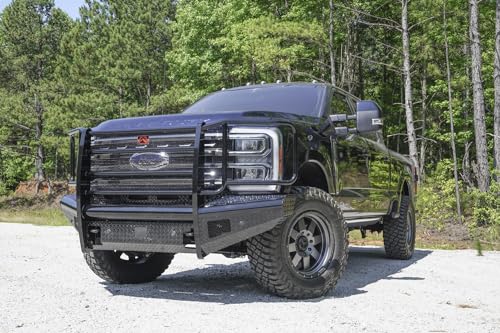 Fab Fours Black Steel Front Bumper FS23-S5960-1 fits 23-23 Ford F-350 Super Duty - w/Full Grill Guard - Sensor Compatible - Gloss Black