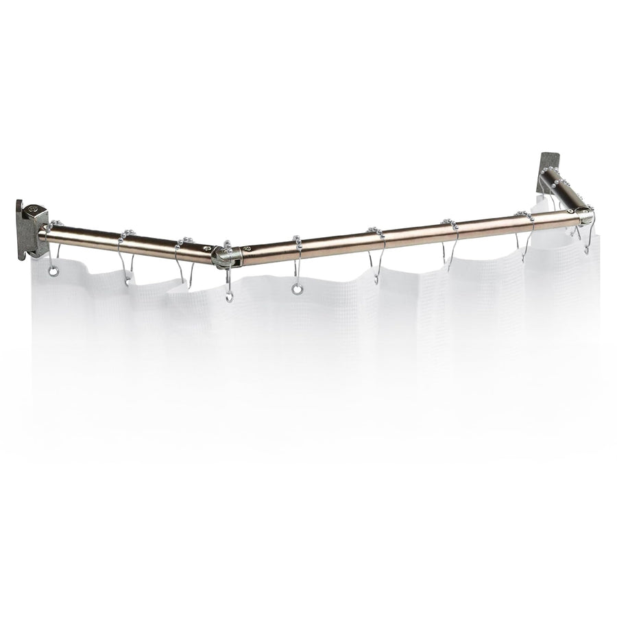 Stromberg Carlson Extend-A-Shower RV Rod EXT-3542S – Hinged Folding Adjustable Shower Curtain Rod for RV and Camper Bathrooms, Durable Space-Saving Design, Satin Finish, 35"-40" Openings