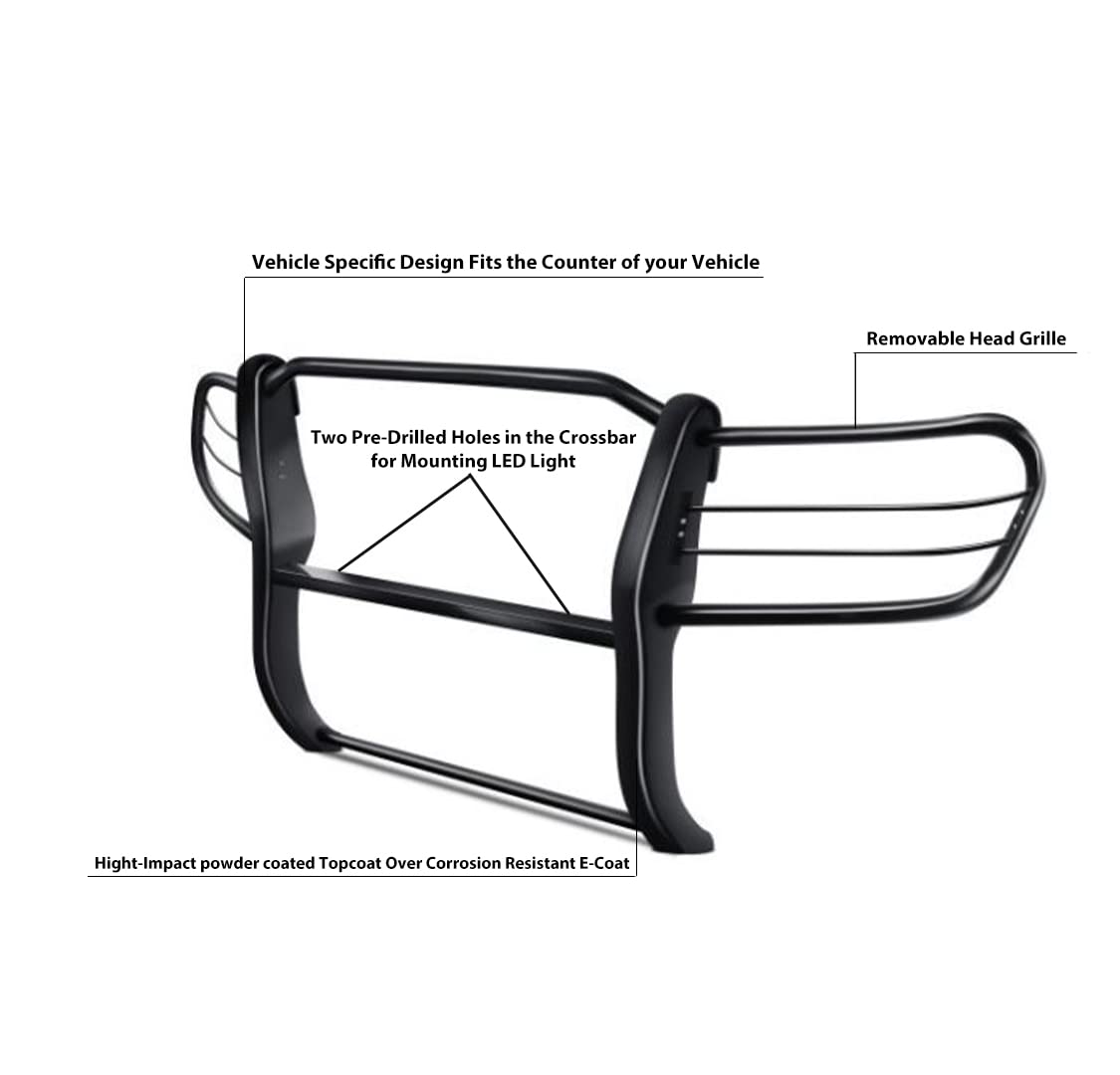 Grille Brush Black Horse Bumper Guard Modular Black Compatible with 1998-2007 Toyota Land Cruiser-17SG598MA