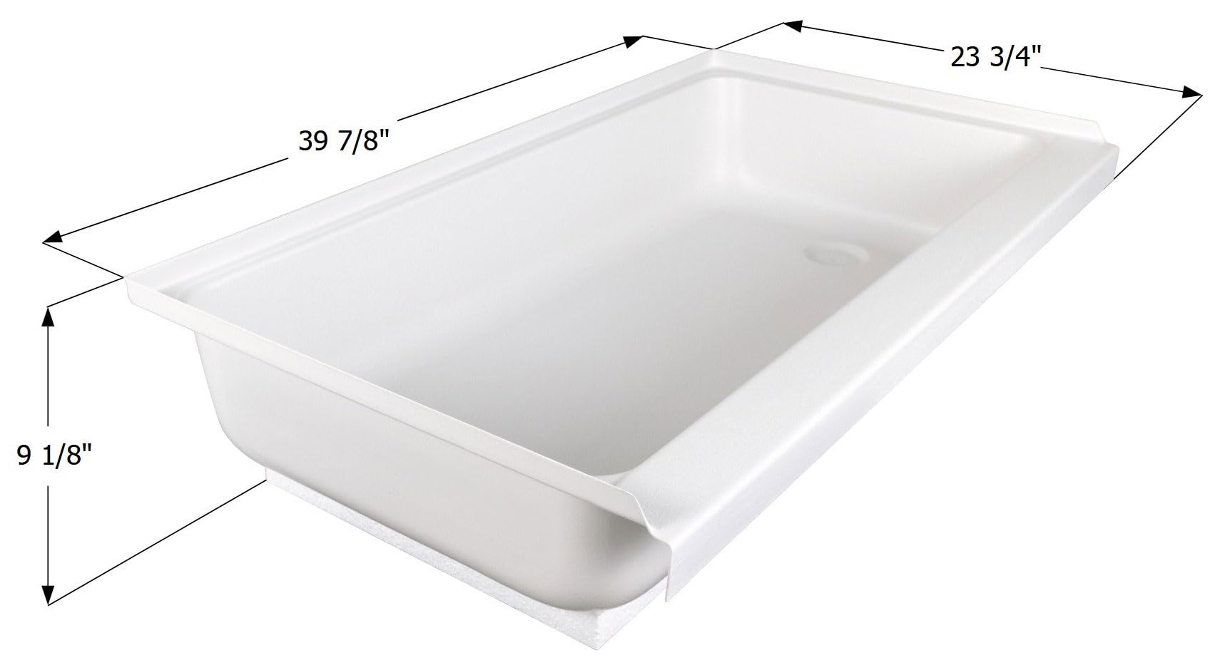 Shower Pan Assembly Icon 15445 SP2440-PW, Right Hand Drain, Deep