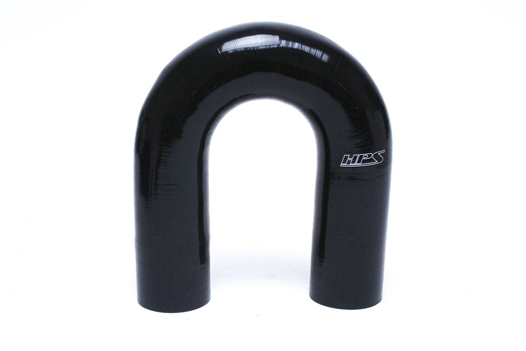 HPS Performance Silicone HTSEC180-250-BLK High Temperature 4-Ply Reinforced 180 Degree U Bend Elbow Coupler Hose, 44 psi Maximum Pressure, 2-1/2" ID, Black