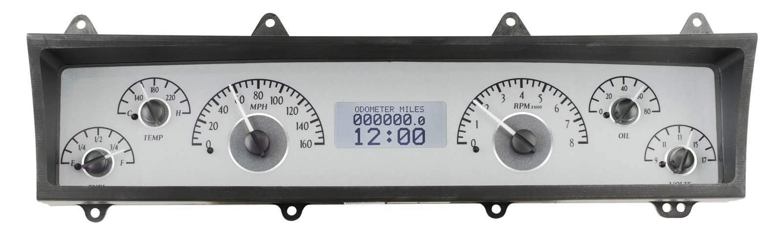 Dakota Digital VHX-69C-NOV-S-W 69-76 Chevy Nova Analog Dash Gauge System Silver Alloy White