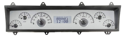 Dakota Digital VHX-69C-NOV-S-W 69-76 Chevy Nova Analog Dash Gauge System Silver Alloy White