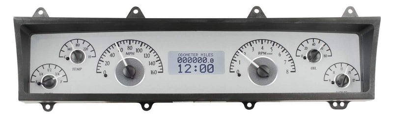 Dakota Digital VHX-69C-NOV-S-W 69-76 Chevy Nova Analog Dash Gauge System Silver Alloy White
