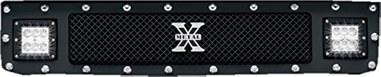 T-Rex Grilles Stealth Torch Grille, 2007-2014 Toyota FJ Cruiser, Black, 1 Pc, Insert, Black Studs with (2) 3" LED Cube Lights - PN #6319321-BR