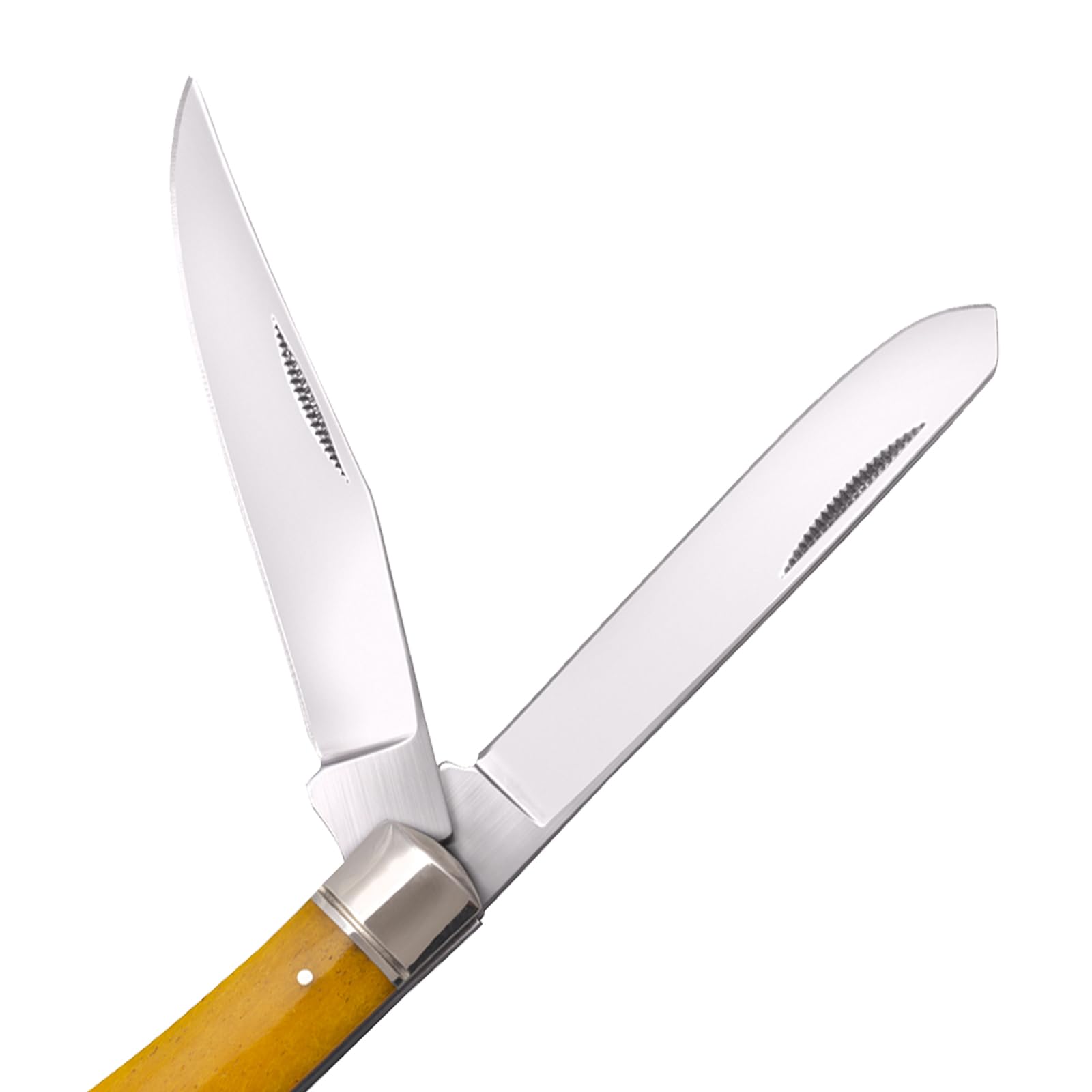 Cold Steel Trapper Folding Knife Versatile Practical Durable Reliable Compact Pocket - 2 Blades; Yellow Bone Handle; Slip Joint Lock