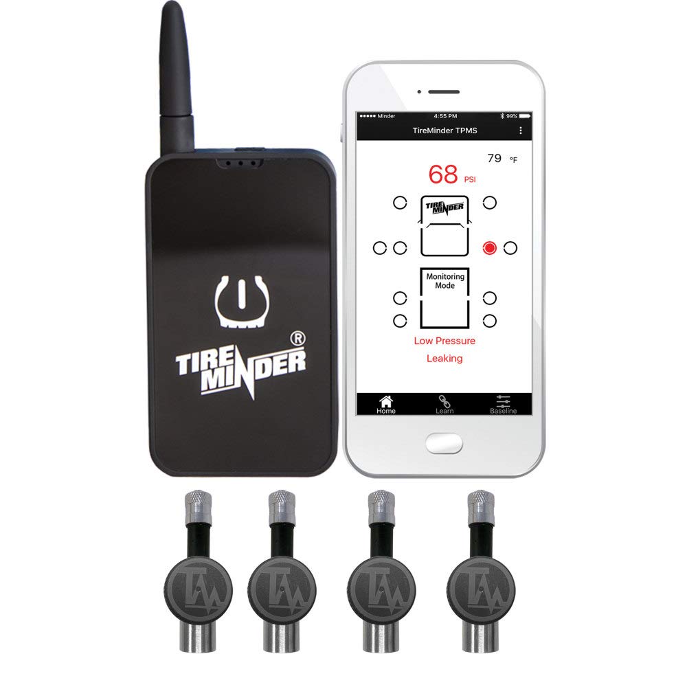 Smart Tire Minder TPMS with 4 Flow Through Sensors, Black