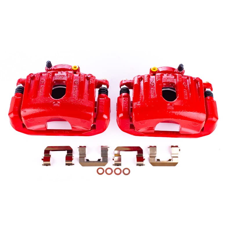 Power Stop Pair of High-Temp Red Powder Coated Front Calipers For Hyundai Genesis 2009-2011 [Model Specific]