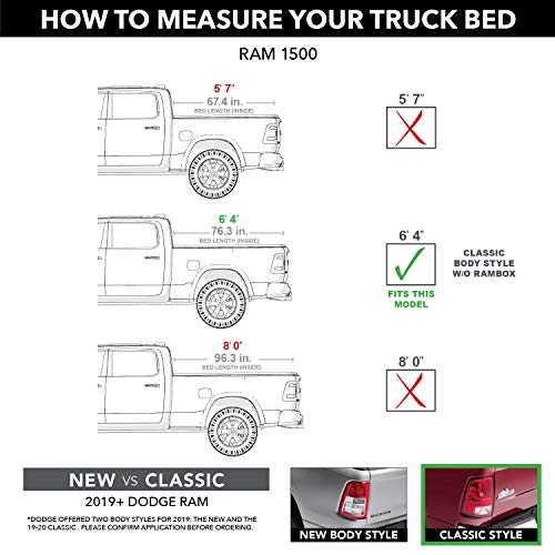 UnderCover Elite LX RealTruck One-Piece Truck Bed Tonneau Cover | UC3078L-PCL | Fits 2014 - 2018/2019 Dodge Ram 1500, 2010-20 2500/3500, Std/Quad/Mega (PCL - Blue Streak) 6' 4" Bed (76.3")