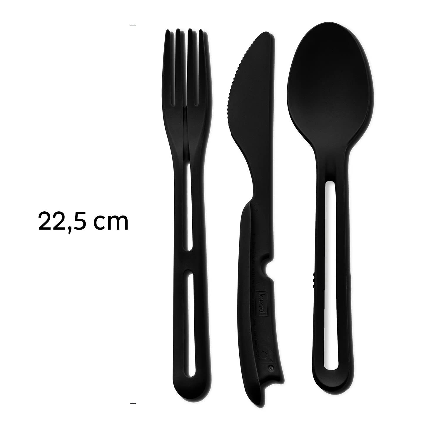 silwy® Tricky Cutlery Set (3-Piece Consisting of Knife, Fork and Spoon) in Black - Compact Click System Creates Organisation - Perfect for Camping, Caravaning and Boating