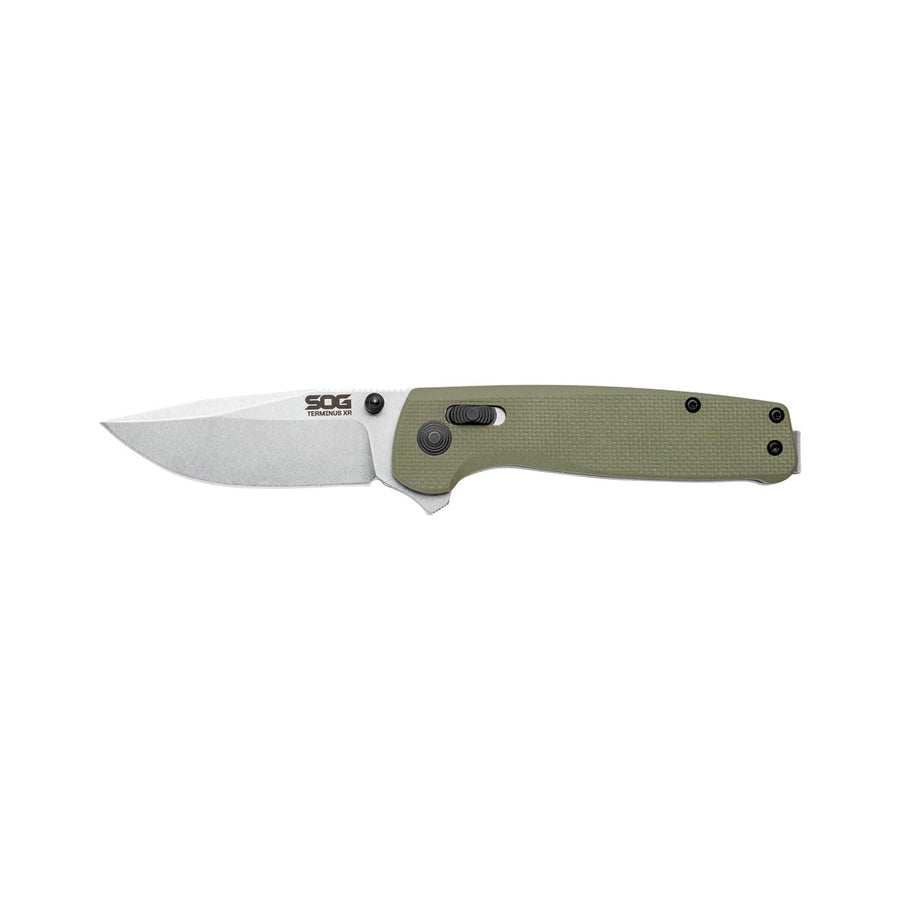 SOG Hunting High Carbon Steel Ambidextrous EDC Carry 2.95' Sharp Blade Terminus XR OD Green Folding Knife