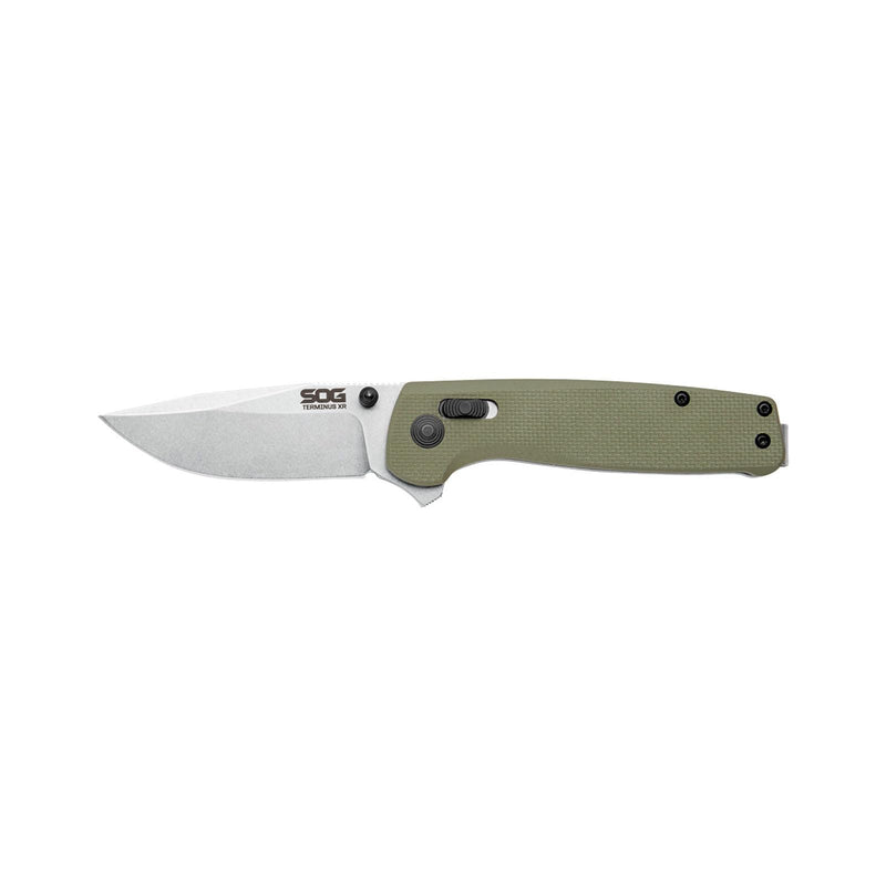 SOG Hunting High Carbon Steel Ambidextrous EDC Carry 2.95' Sharp Blade Terminus XR OD Green Folding Knife